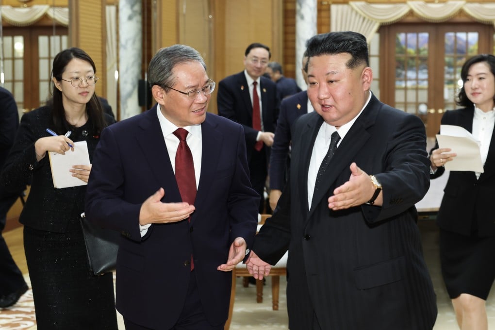 Chinese Premier Li Qiang (left) meets North Korean leader Kim Jong-un in Pyongyang on Thursday. Photo: Xinhua