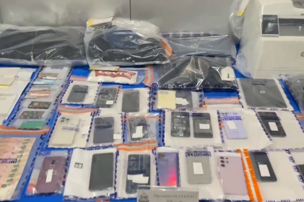 Hong Kong police display items seized during during an operation on Thursday and Friday. Photo: Handout