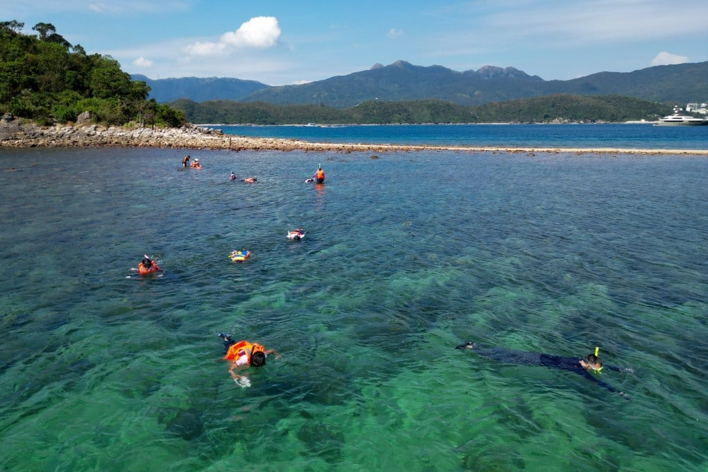 Tourists swim at Sharp Island during the “golden week” holiday. Photo: Dickson Lee