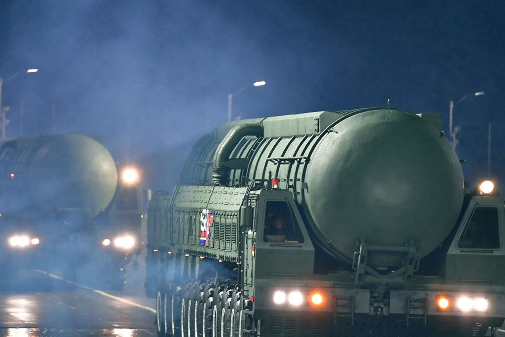 North Korea parades a  new intercontinental ballistic missile to celebrate the 80th founding anniversary of the Workers’ Party of Korea in Pyongyang on Friday. Photo: KCNA/AFP