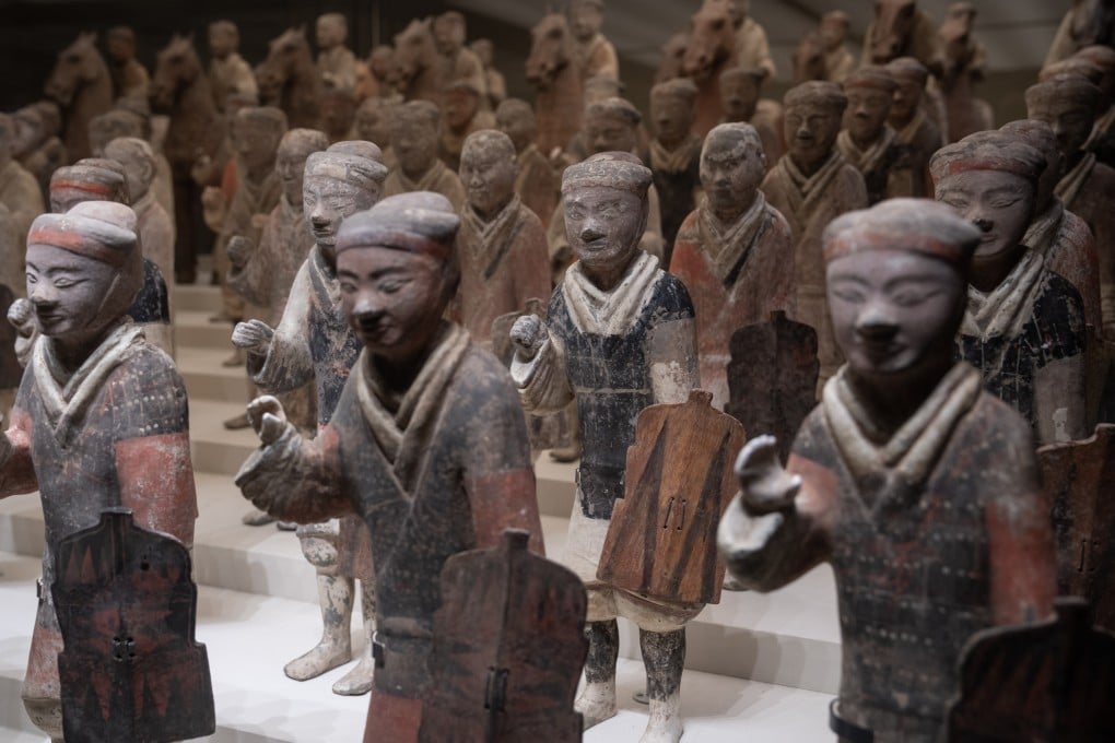 Terracotta statues from the Western Han dynasty (206BC-AD9) that were unearthed in China’s Shaanxi province in 1965 are displayed in an exhibition in 2022, part of a series of special exhibitions launched by the National Museum of China to celebrate its 110th anniversary. Photo: Photo: Robert Ng