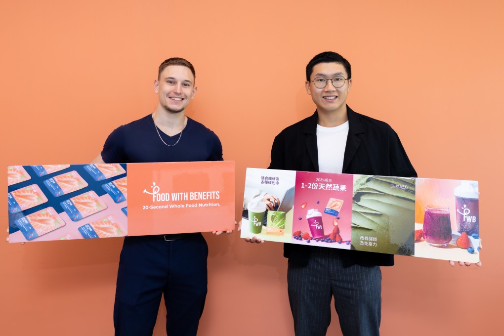 Matey Yordanov (left) and Francis So set up Food With Benefits, which makes sustainable smoothie powders. Photo: Kong Yat-pang