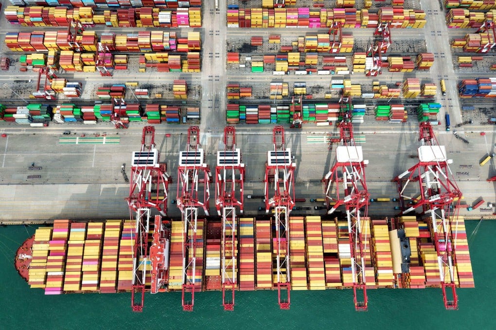 A ship is seen at the container terminal of the port in Qingdao, in China’s eastern Shandong province on October 9. Photo: AFP