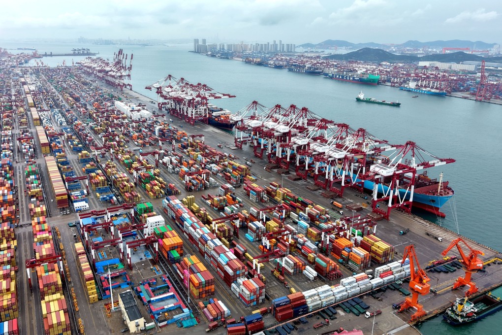 A view of a container terminal at Qingdao Port in Qingdao, in eastern China’s Shandong province, on Monday. Photo: EPA/Xinhua