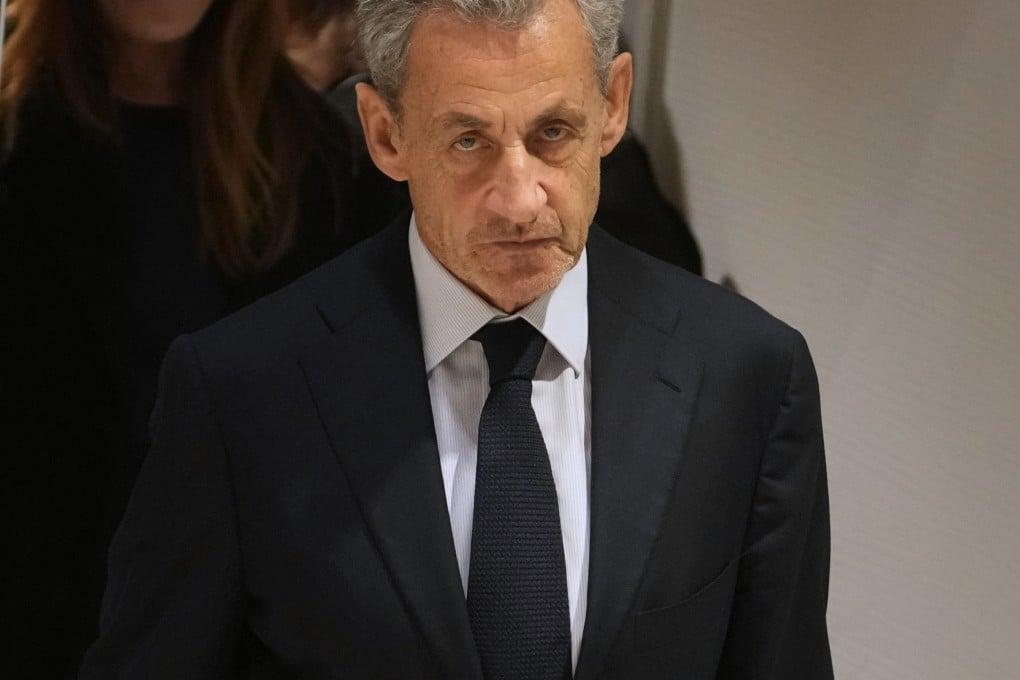 Former French president Nicolas Sarkozy after a Paris court sentenced him to fives years. Photo: AP