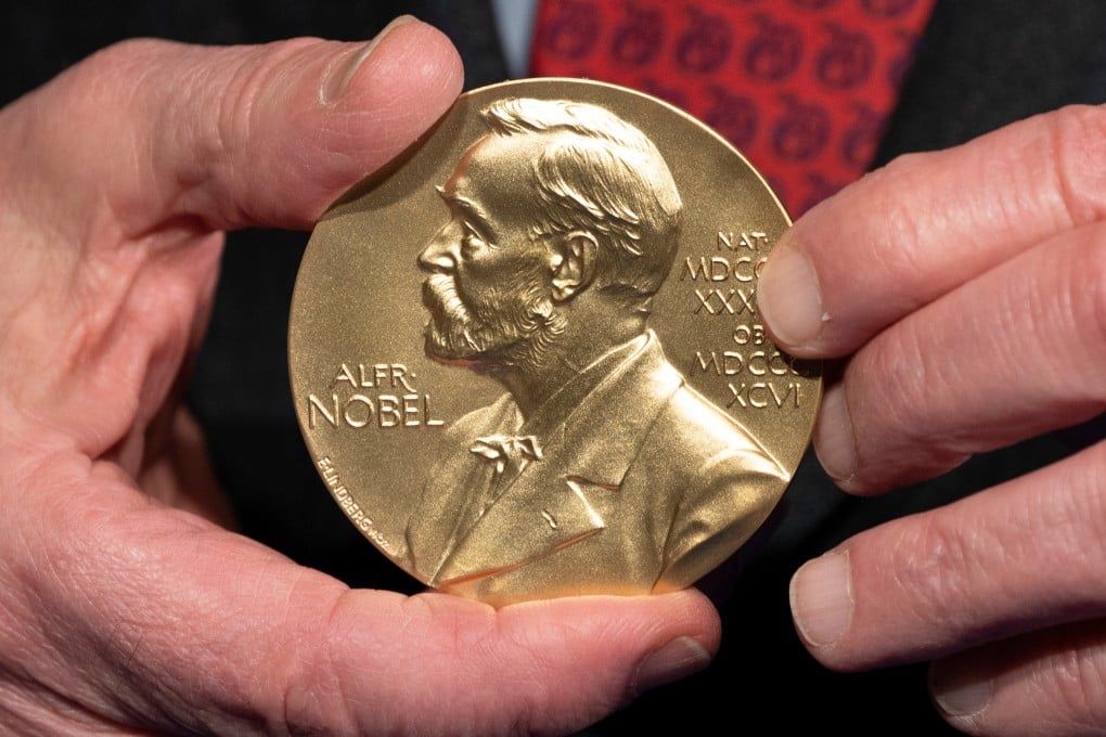 A close-up of a Nobel Prize medal. Photo: AP