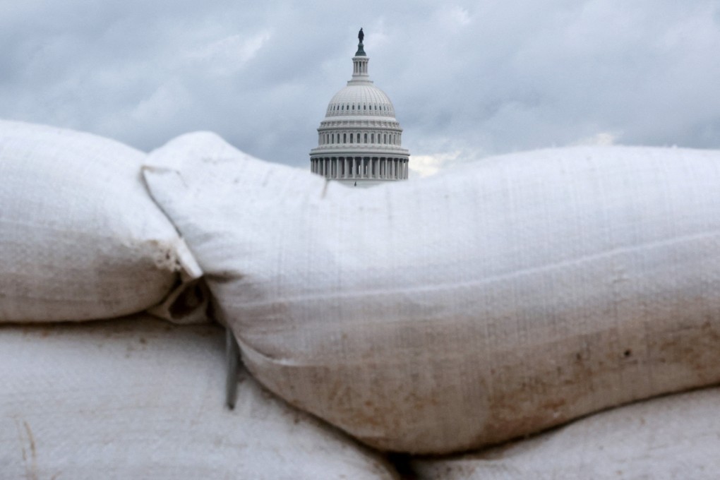 The US Capitol in Washington DC behind construction sandbags during the continuing partial federal government shutdown. Photo: Reuters