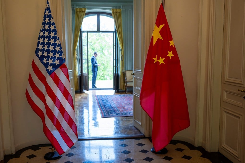 The US and Chinese flags are seen on the day of a bilateral meeting between the US and China, in Geneva, Switzerland, in May. Photo: Reuters