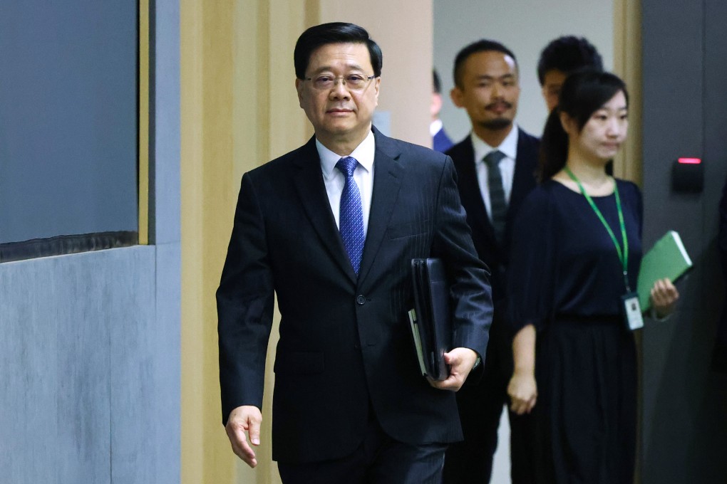 Chief Executive John Lee addresses the media before his meeting with the Executive Council at the Hong Kong government headquarters in Admiralty. Photo: Dickson Lee
