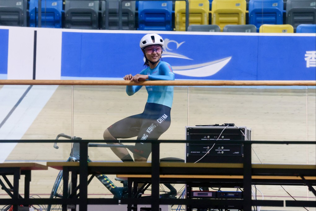 A more confident and happy Ceci Lee takes a rest from training at Hong Kong Velodrome. Photo: Jonathan Wong