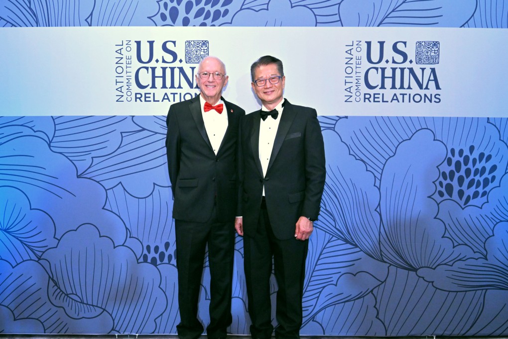 Finance chief Paul Chan (right) with NCUSCR president Stephen Orlins. Photo: Handout