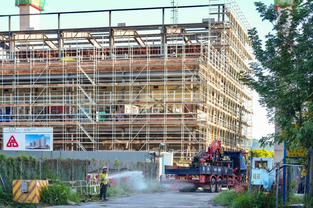 Twenty-three screws with unauthorised cuttings were found in concrete core walls at the Lok On Pai light public housing site. Photo: Karma Lo