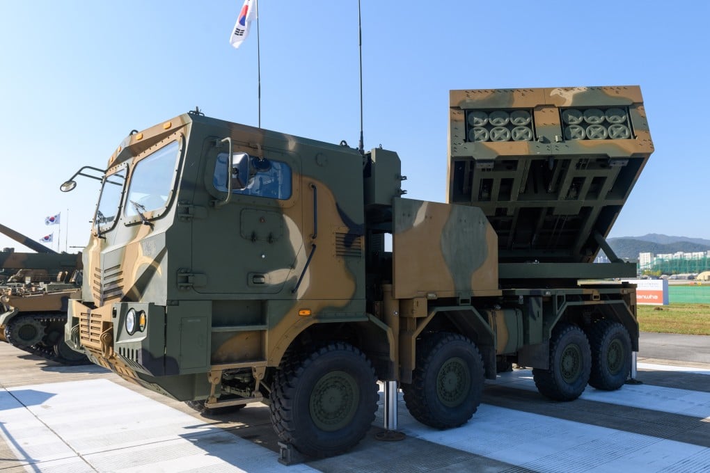 South Korea’s in-development CTM-ASBM will be paired with Hanwha’s K239 Chunmoo mobile multiple rocket launcher system (pictured). Photo: SOPA Images/LightRocket via Getty Images