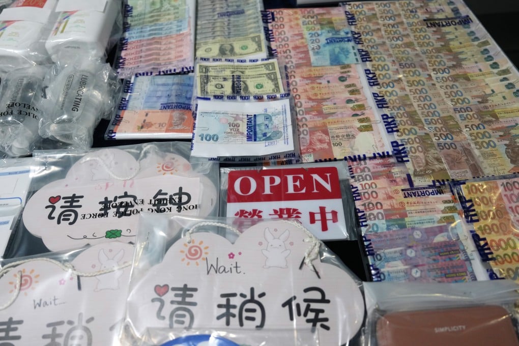 Some of the evidence seized by Hong Kong police in its anti-vice joint operation with Macau and mainland Chinese authorities. Photo: Jelly Tse