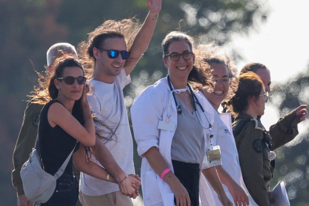Arbel Yehud (left) was released in a previous prisoner exchange in January. Photo: AFP