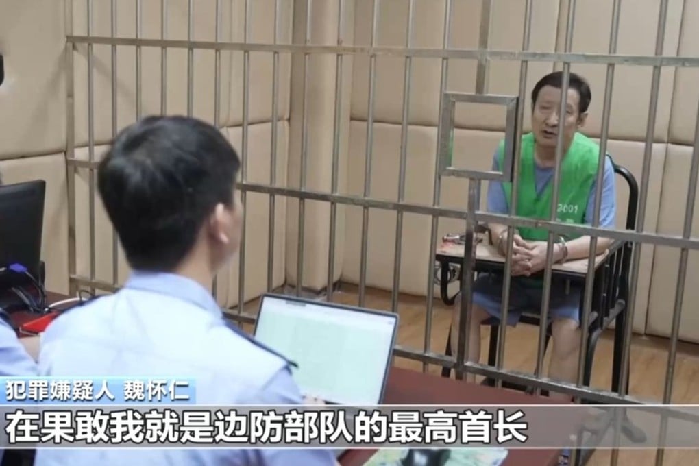 State television aired a confession by Myanmar crime boss Wei Huairen. Photo: CCTV
