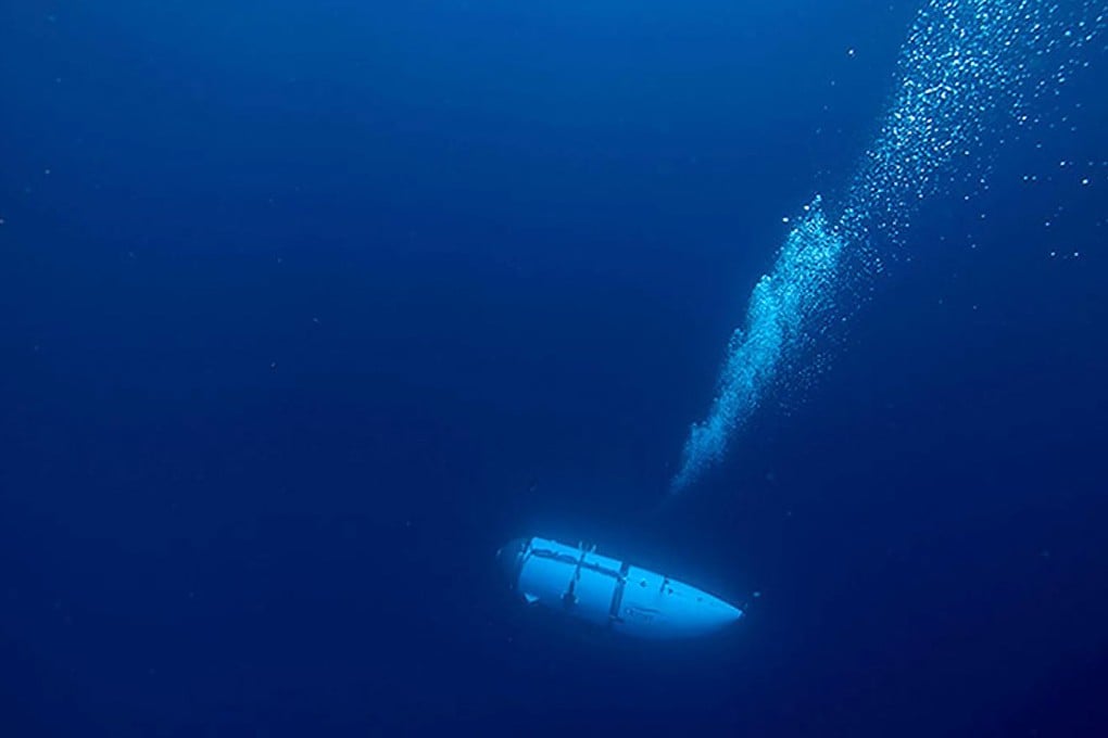 An undated image shows the Titan submersible during a descent. Photo: OceanGate Expeditions via AFP