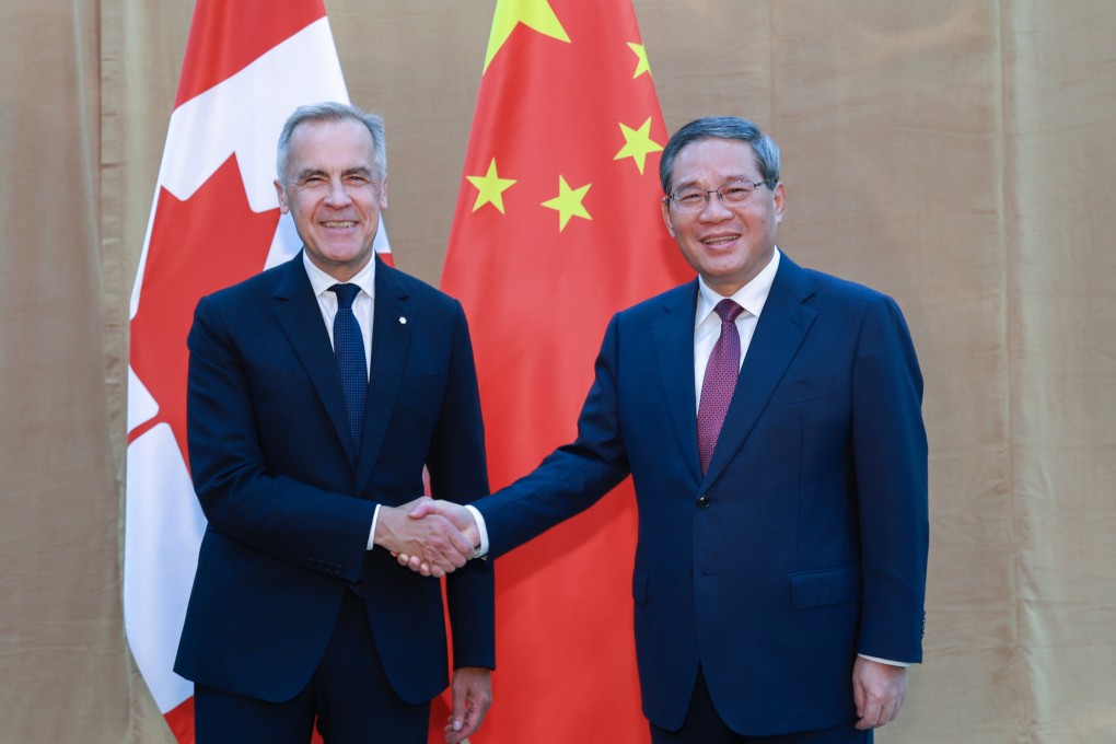 Canadian Prime Minister Mark Carney (left) and Chinese Premier Li Qiang last month in New York. Photo: Xinhua