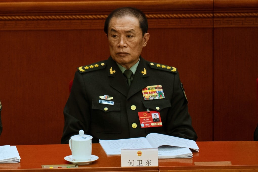 He Weidong, then vice-chairman of the Central Military Commission and member of the Politburo, attends the opening session of the National People’s Congress on March 5. Photo: AP
