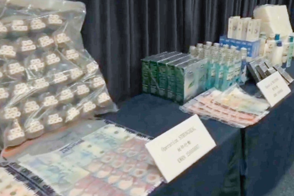 Police seized a large quantity of condoms, disposable towels and bedsheets during the operation. Photo: Handout