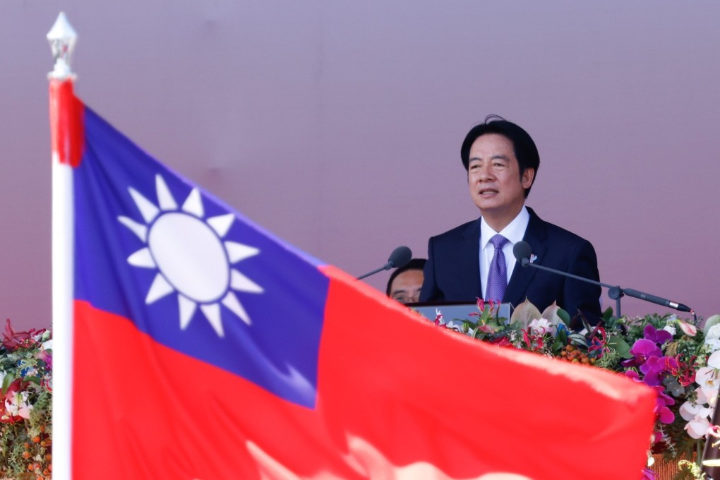 Taiwanese leader William Lai Ching-te delivers the annual Double Tenth address on October 10 in Taipei. Photo: EPA