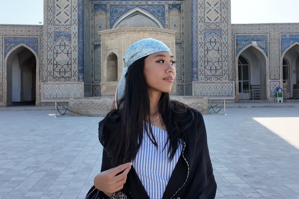 Hongkonger Kaylie Lau stands outside Kalan Mosque in Bukhara, Uzbekistan. Photo: Kaylie Lau