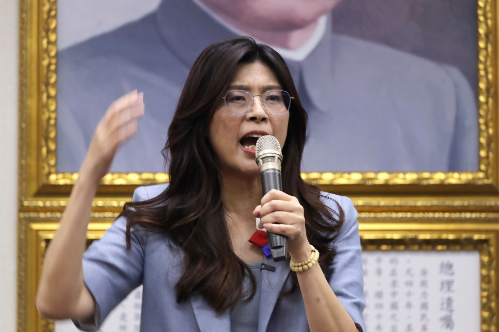 Cheng Li-wun delivers a speech after winning the KMT leadership vote in Taipei on Saturday. Photo: AP