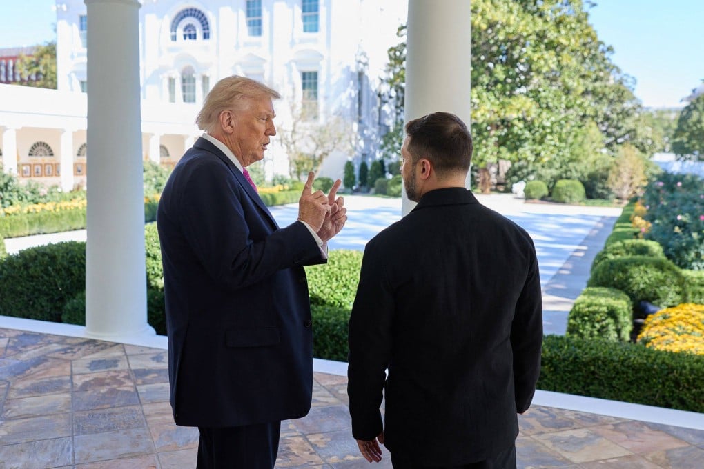 US President Donald Trump speaking with Ukraine’s President Volodymyr Zelensky at the White House on Friday. Photo: Ukrainian Presidential Press Service via AFP
