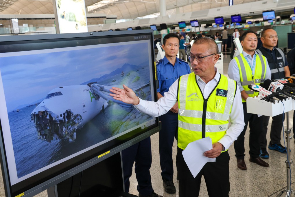 Steven Yiu, Airport Authority Hong Kong’s executive director of airport operations, speaks during a press briefing at the city’s airport about an Emirates cargo plane that veered off the runway, on October 20. Photo Jelly Tse