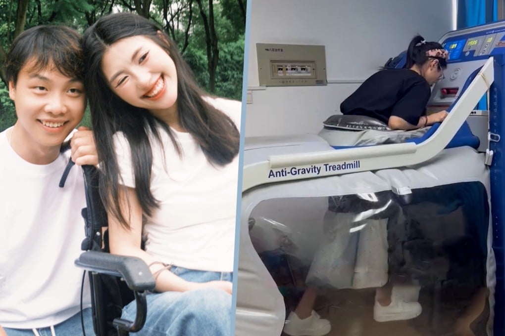 A Chinese woman with a hereditary condition that impairs coordination was moved by her former secondary school sweetheart, who returned to her life to care for her. Photo: SCMP composite/Douyin