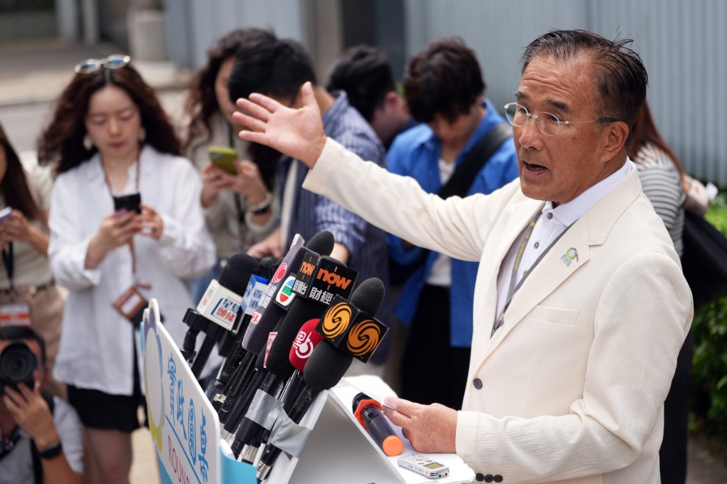 Lawmaker Michael Tien Puk-sun speaks to the media. Photo: Eugene Lee