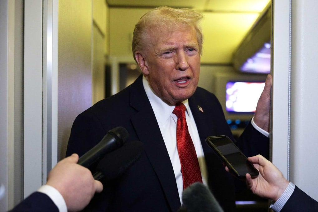 US President Donald Trump speaks to reporters aboard Air Force One. The United States’ decision to widen its trade blacklists in late September may have sparked the latest escalation in the US-China trade war, analysts say. Photo: AFP
