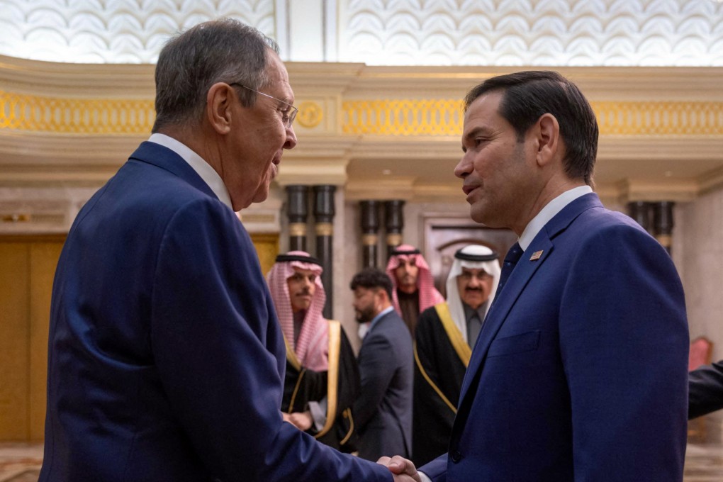 US Secretary of State Marco Rubio, right, and Russian Foreign Minister Sergey Lavrov in Riyadh, Saudi Arabia in on February. Lavrov and Rubio held a call on Monday to discuss a coming summit between Donald Trump and Vladimir Putin. Photo: SPA / AFP