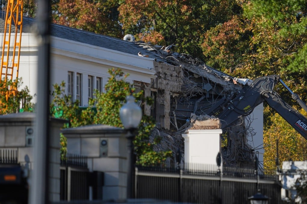 Work begins on the demolition of a part of the East Wing of the White House in Washington on Monday, before construction of a new ballroom. Photo: AP