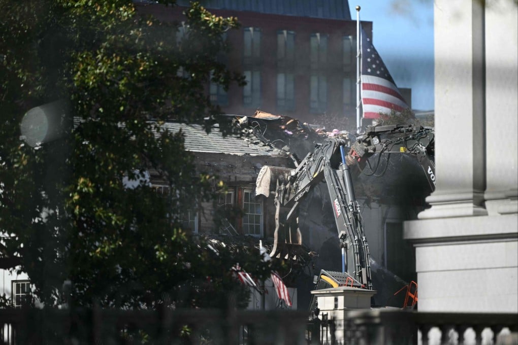 Heavy machinery tears down a section of the East Wing of the White House for Donald Trump’s planned ballroom. Photo: AFP
