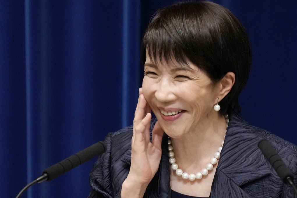 Japan’s new Prime Minister Sanae Takaichi smiles during a press conference in Tokyo on Tuesday. Photo: Kyodo