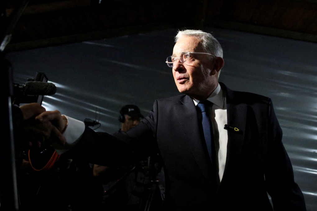 Former Colombian president Alvaro Uribe on Tuesday. Photo: Reuters