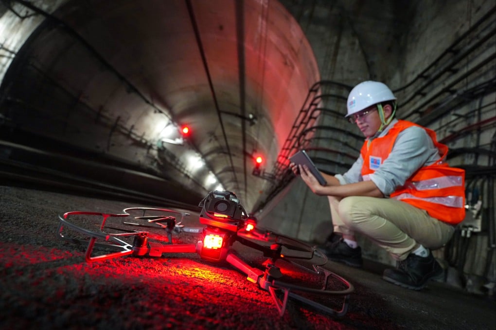 MTR is piloting a drone test programme in the East Rail tunnel with partner Traffic Control Technology. Photo: Karma Lo