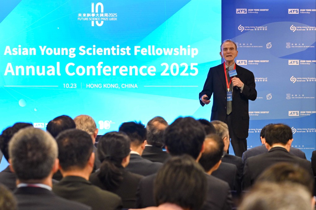 Randy Schekman delivers his keynote speech at the conference. Photo: Handout