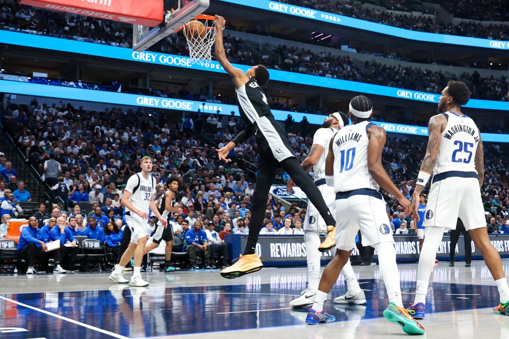 San Antonio Spurs forward Victor Wembanyama dunks during the second half against the Dallas Mavericks. Photo: Reuters