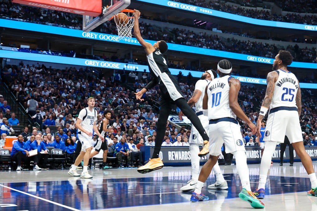 San Antonio Spurs forward Victor Wembanyama dunks during the second half against the Dallas Mavericks. Photo: Reuters