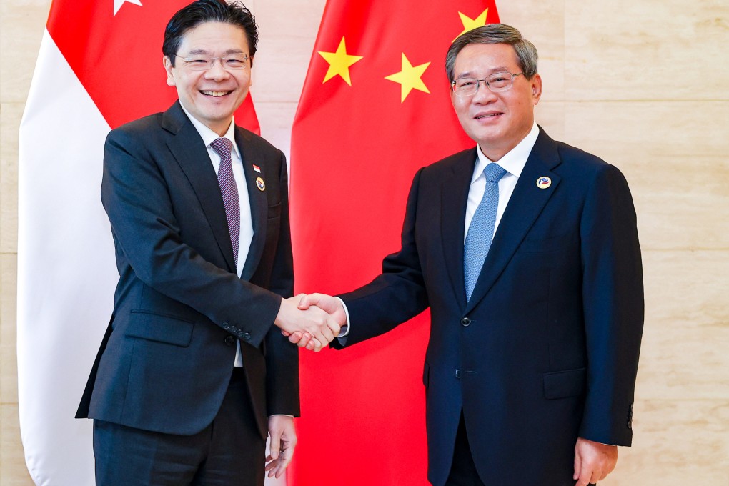 Chinese Premier Li Qiang (right) is expected to meet Singaporean Prime Minister Lawrence Wong (left) during his trip to the city state. Photo: Xinhua