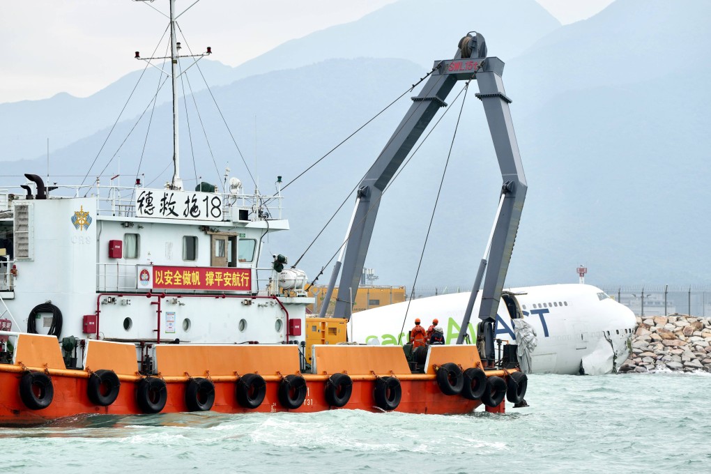 A salvage vessel at the scene of the cargo plane crash. Photo: Sam Tsang