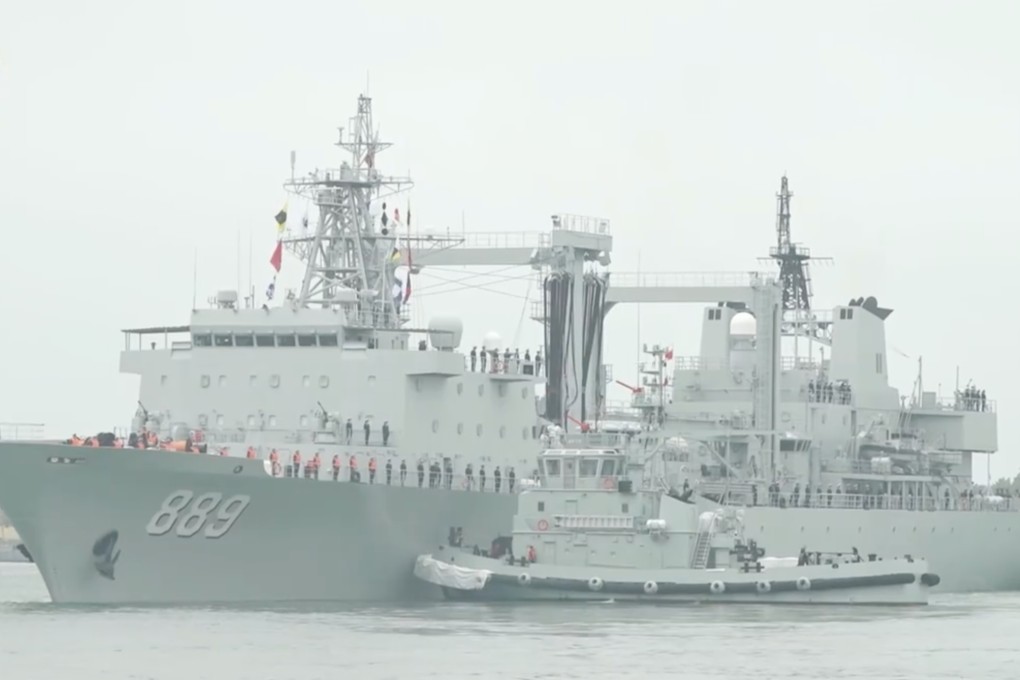 A Chinese naval fleet headed for the Gulf of Aden and Somali waters sets sail earlier this month from its port in Qingdao, China. Photo: Weibo