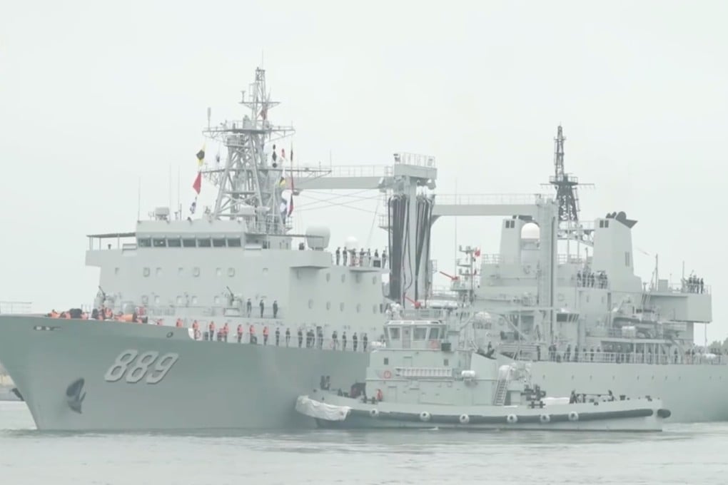 A Chinese naval fleet headed for the Gulf of Aden and Somali waters sets sail earlier this month from its port in Qingdao, China. Photo: Weibo