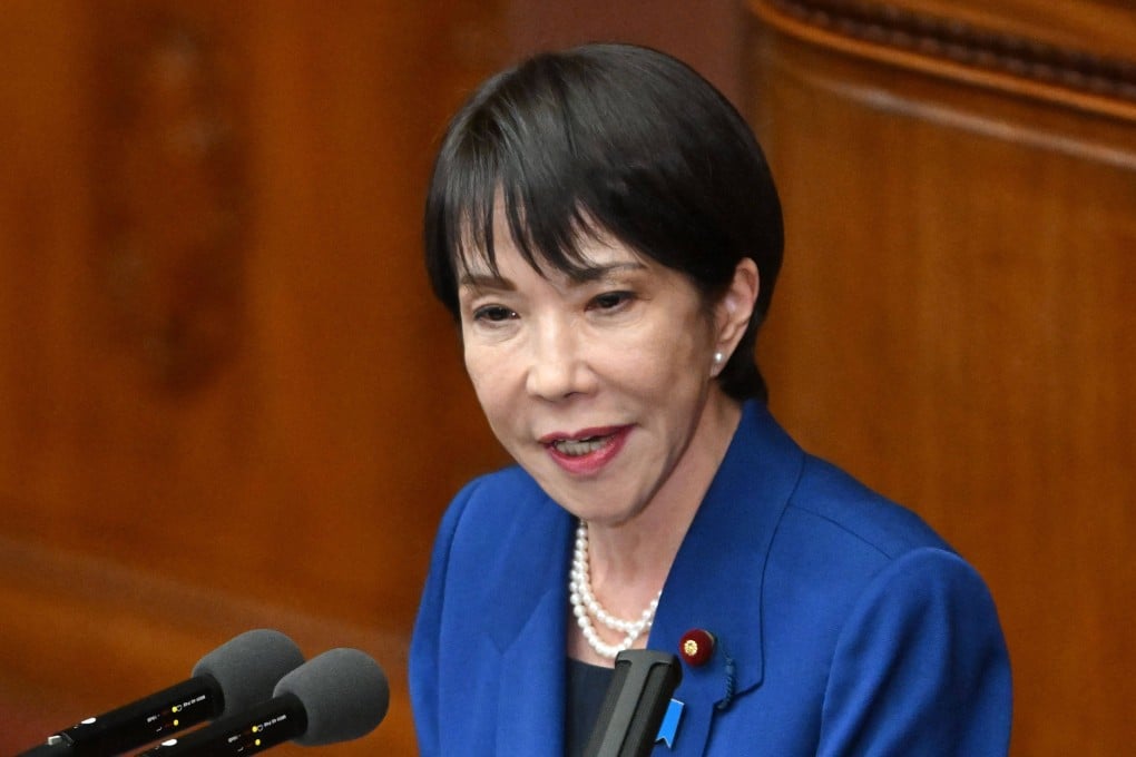 Japan’s Prime Minister Sanae Takaichi delivers a speech in parliament in Tokyo on Friday. Photo: AFP