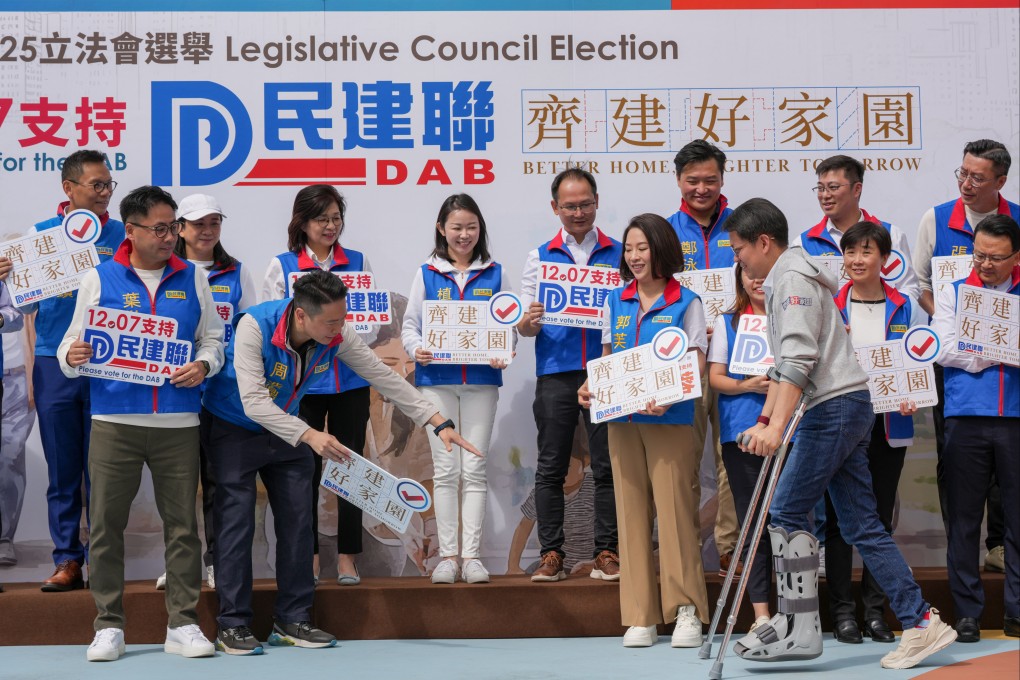 The DAB has launched its election campaign, with candidates joining a rally in Sha Tin. Photo: Jelly Tse