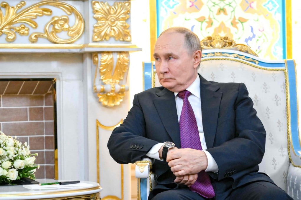 Russia’s President Vladimir Putin during a meeting with Azerbaijan’s president, on October 9, in Dushanbe, Tajikistan. Photo: AFP