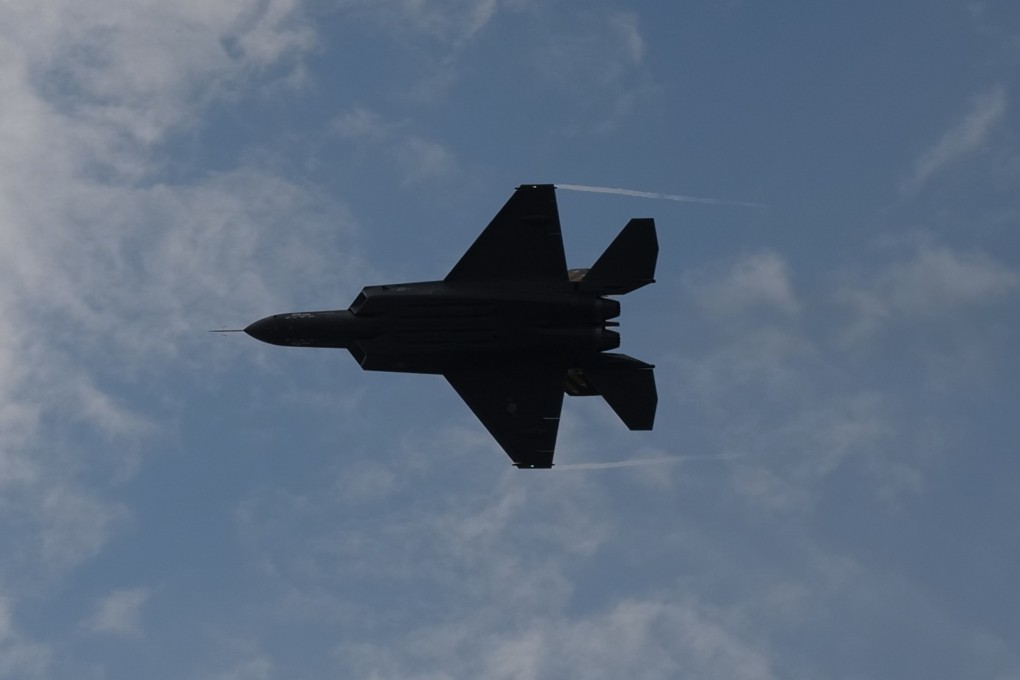 A KF-21 Boramae jet by Korea Aerospace Industries takes part in the Seoul International Aerospace & Defence Exhibition in Seongnam on October 19. Photo: Jeoffrey Maitem