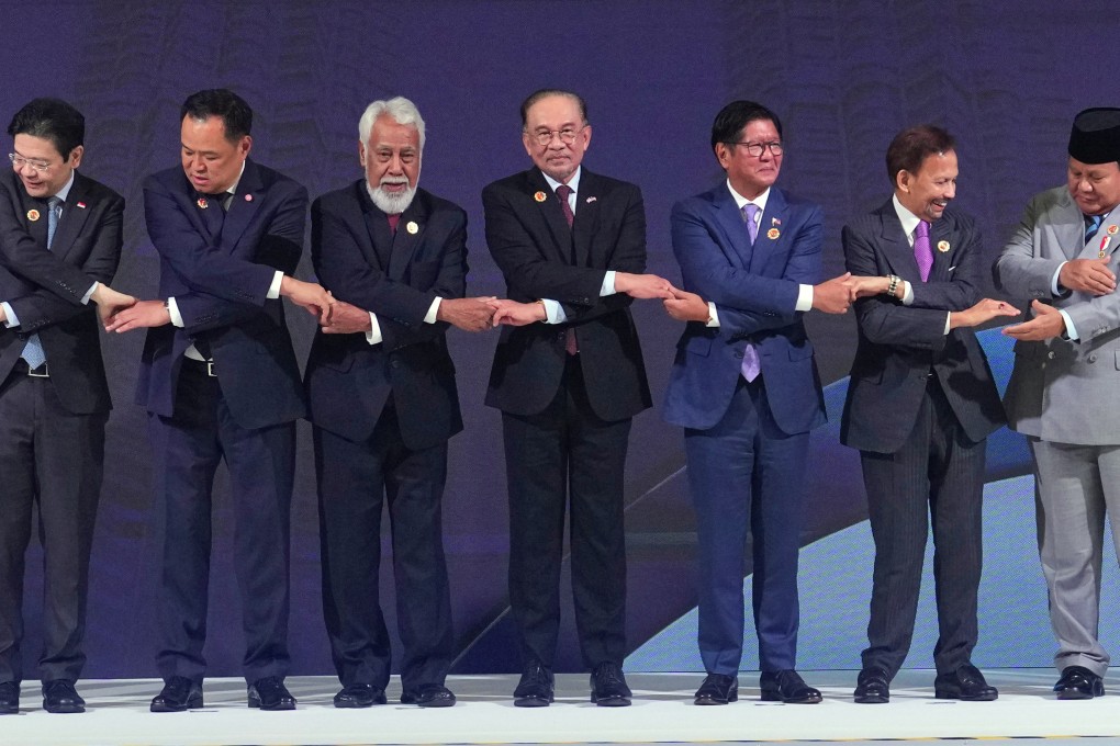RTM misidentifies Singapore’s Prime Minister Lawrence Wong (left), Thailand’s Prime Minister Anutin Charnvirakul (second left) and Indonesian President Prabowo Subianto (right) during a live broadcast on Sunday. Photo: AP